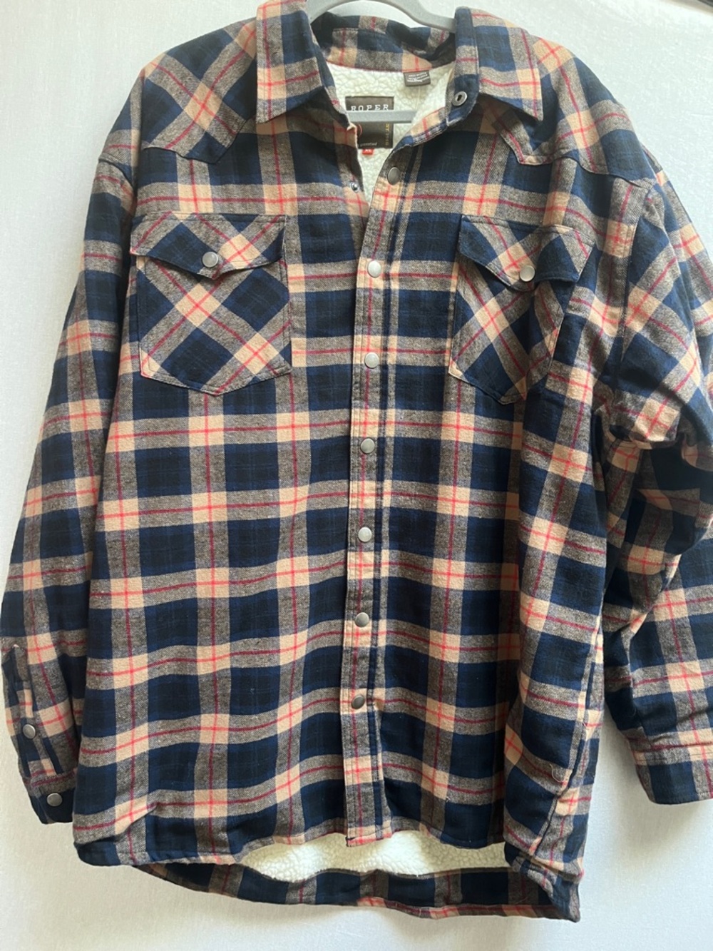 NWT Roper Plaid Sherpa-Lined Button-Up Shirt Jacket Sz XL